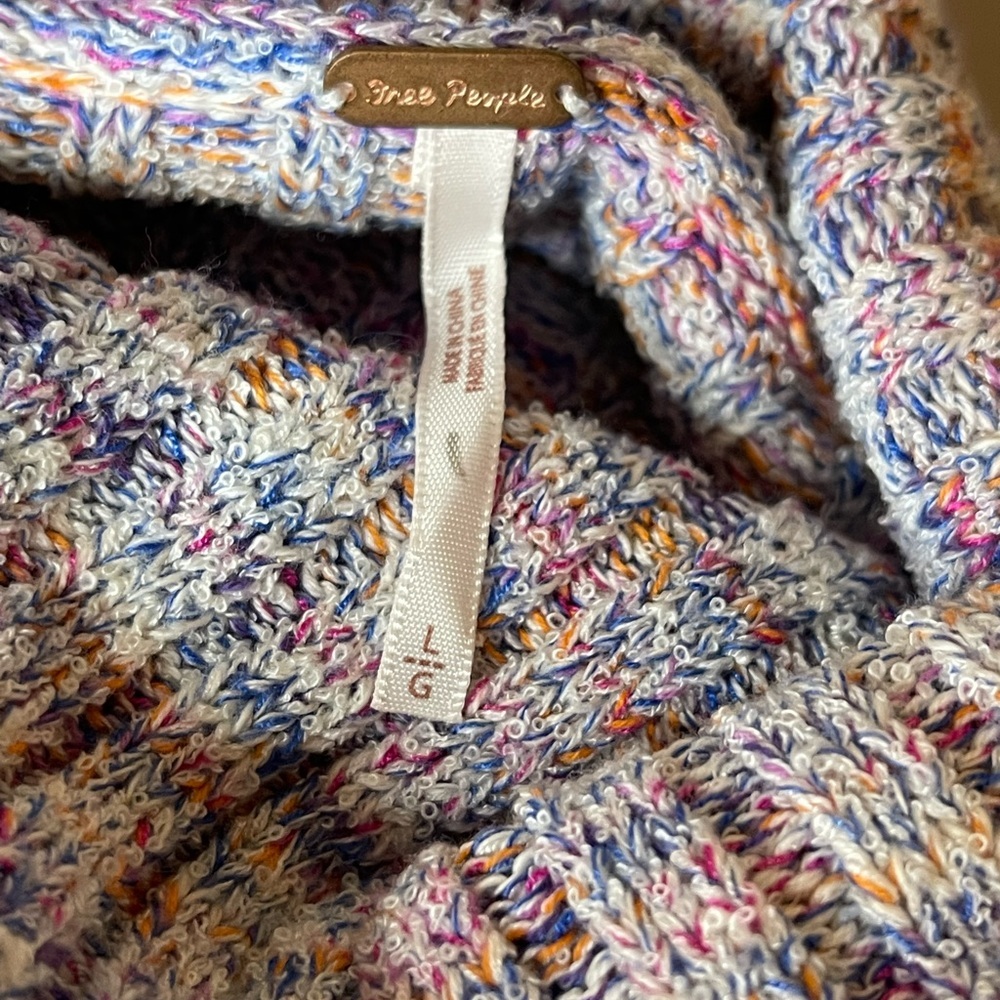 Free People Multicolor Ribbed Turtleneck Sweater Sz L - Picture 3 of 4